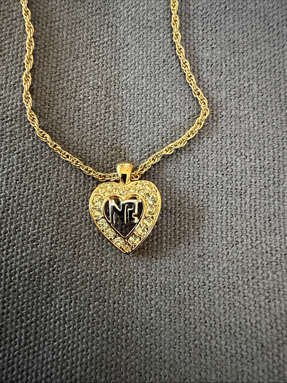 Nina Ricci Gold Heart Pendant Necklace with  Accent and Crystal Halo